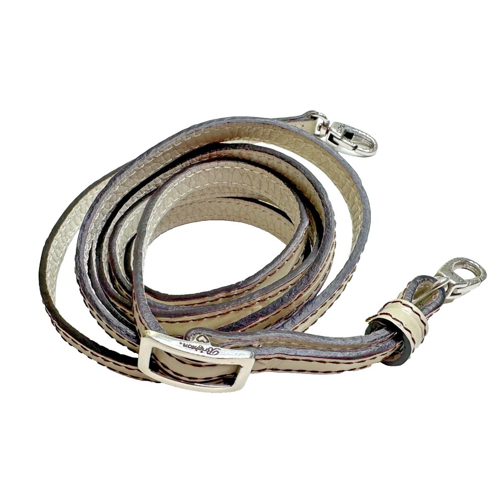 Brighton Off white leather Crossbody purse strap Only Croc Silver Buckle 52"